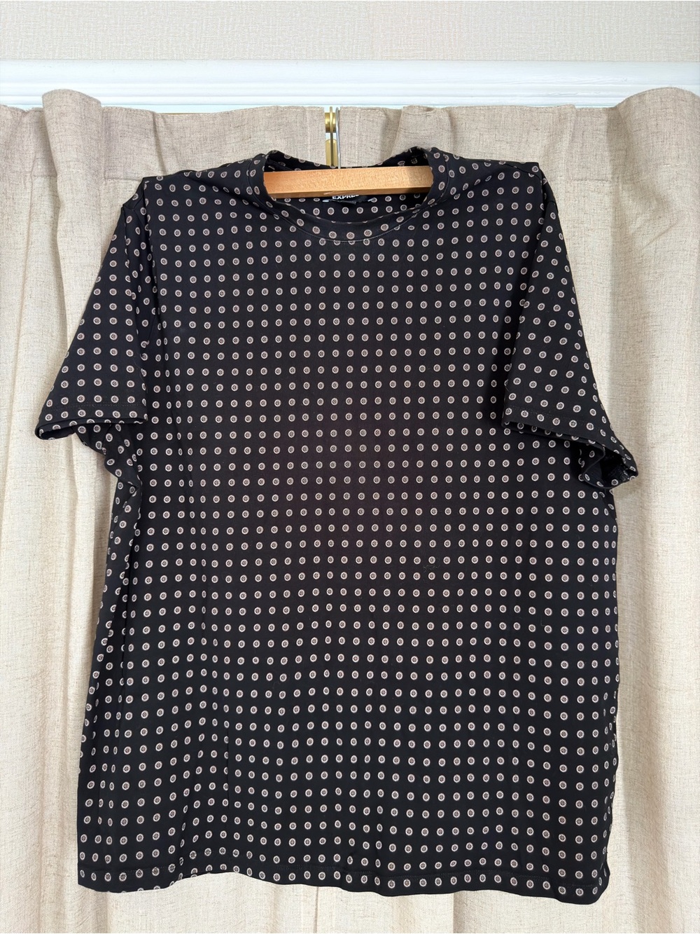 Black Short Sleeve Tee with Dot Print
